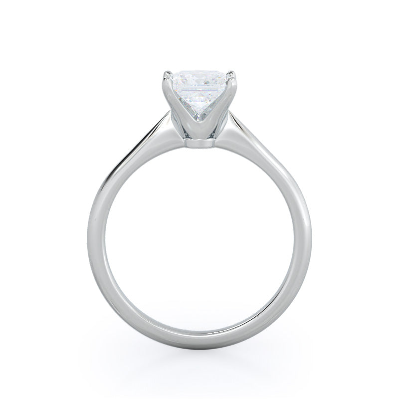 Noveau Four Prong Solitaire Engagement Ring with Princess Cut Diamond in 14KT Platinum view 2
