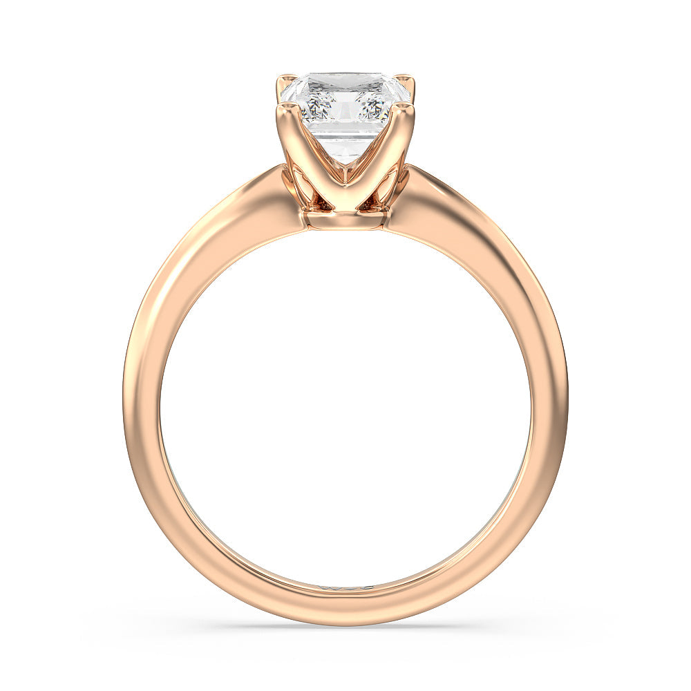 Noveau Four Prong Solitaire Engagement Ring with Radiant Cut Diamond in 14KT Rose Gold view 2
