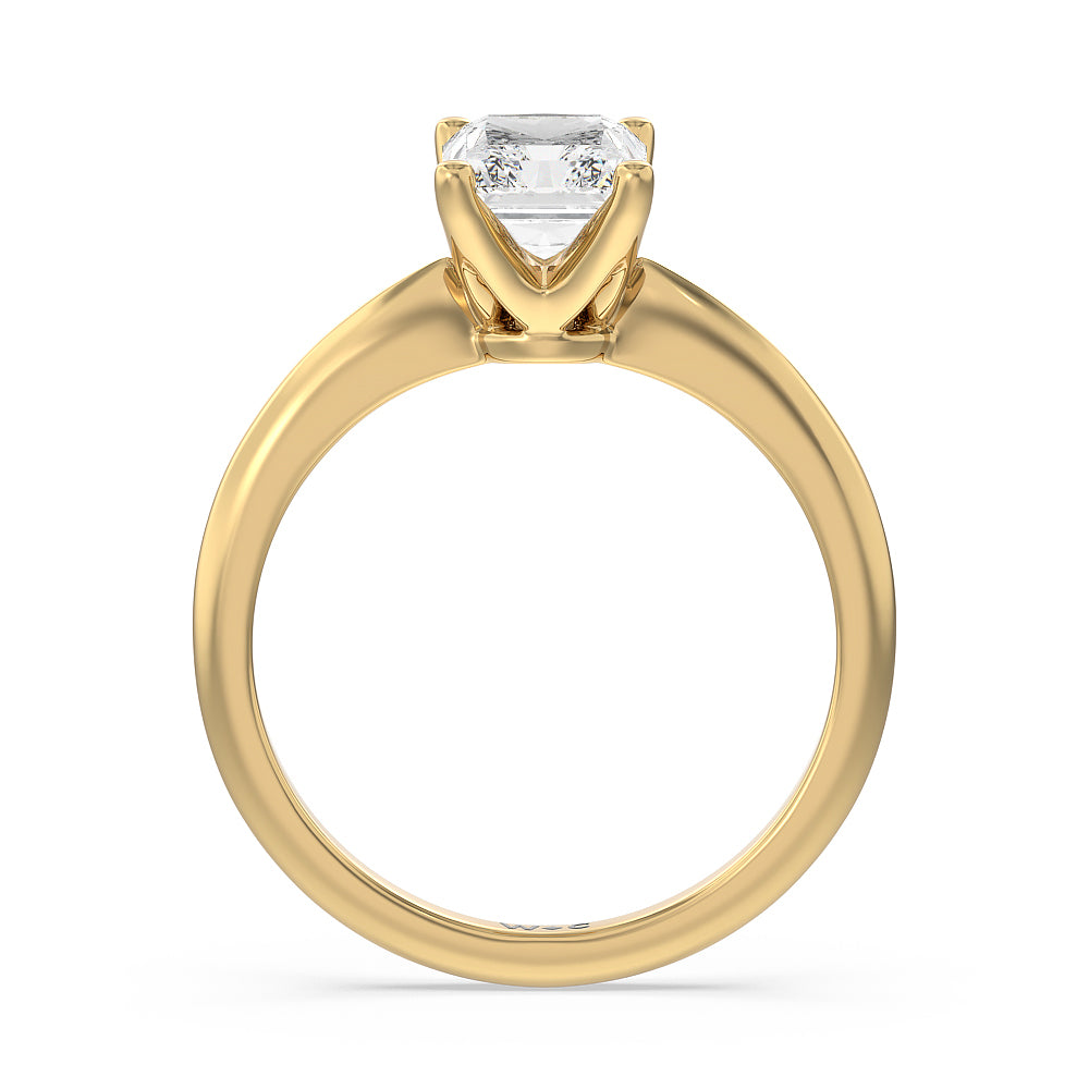 Noveau Four Prong Solitaire Engagement Ring with Radiant Cut Diamond in 14KT Yellow Gold view 2
