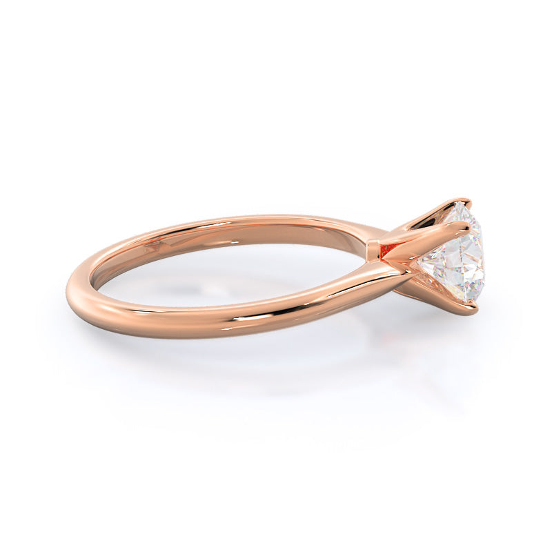 Noveau Four Prong Solitaire Engagement Ring with Round Cut Diamond in 14KT Rose Gold view 3
