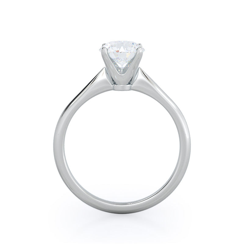 Noveau Four Prong Solitaire Engagement Ring with Round Cut Diamond in 14KT Platinum view 2
