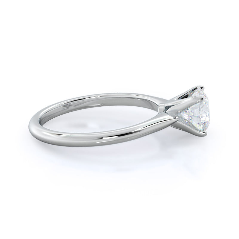 Noveau Four Prong Solitaire Engagement Ring with Round Cut Diamond in 14KT Platinum view 3
