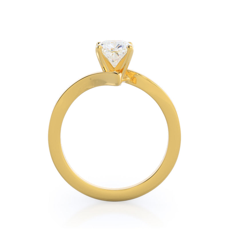 Flourish Solitaire Diamond Engagement Ring with Cushion Cut Diamond in 14KT Yellow Gold view 2
