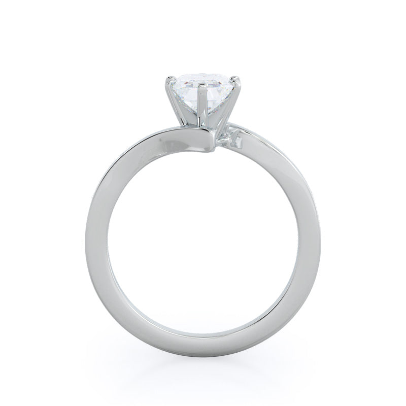 Flourish Solitaire Diamond Engagement Ring with Emerald Cut Diamond in 14KT Platinum view 2

