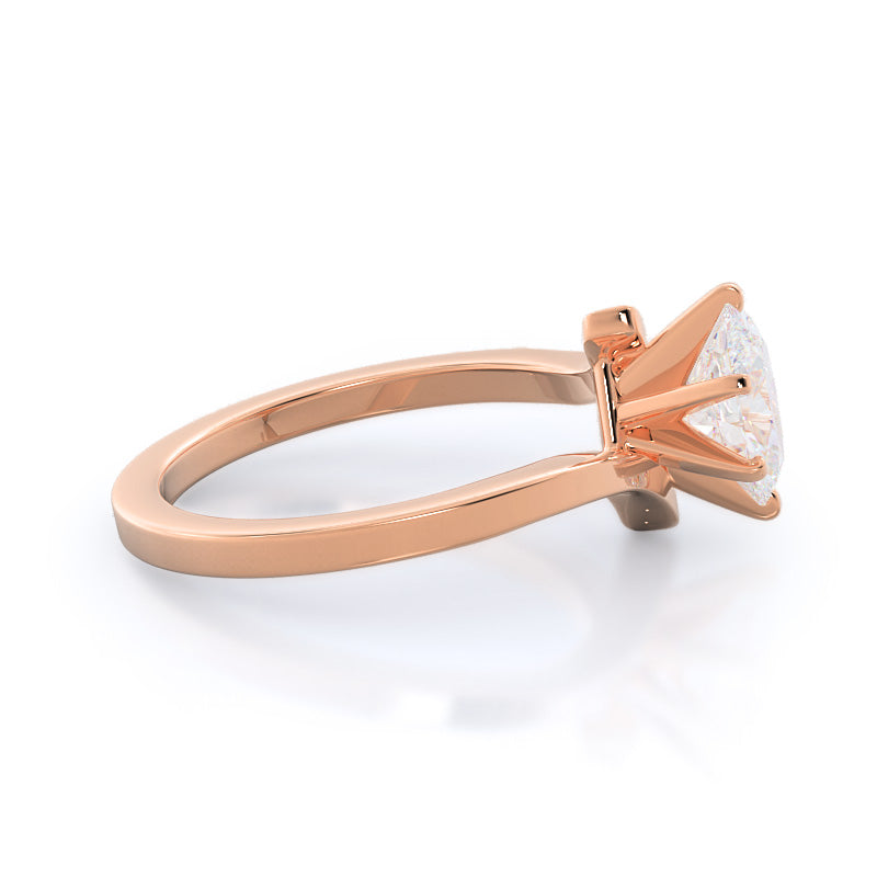 Flourish Solitaire Diamond Engagement Ring with Oval Cut Diamond in 14KT Rose Gold view 3
