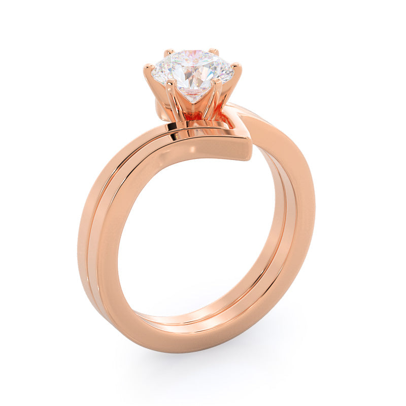 Flourish Solitaire Diamond Engagement Ring with Round Cut Diamond in 14KT Rose Gold view 4
