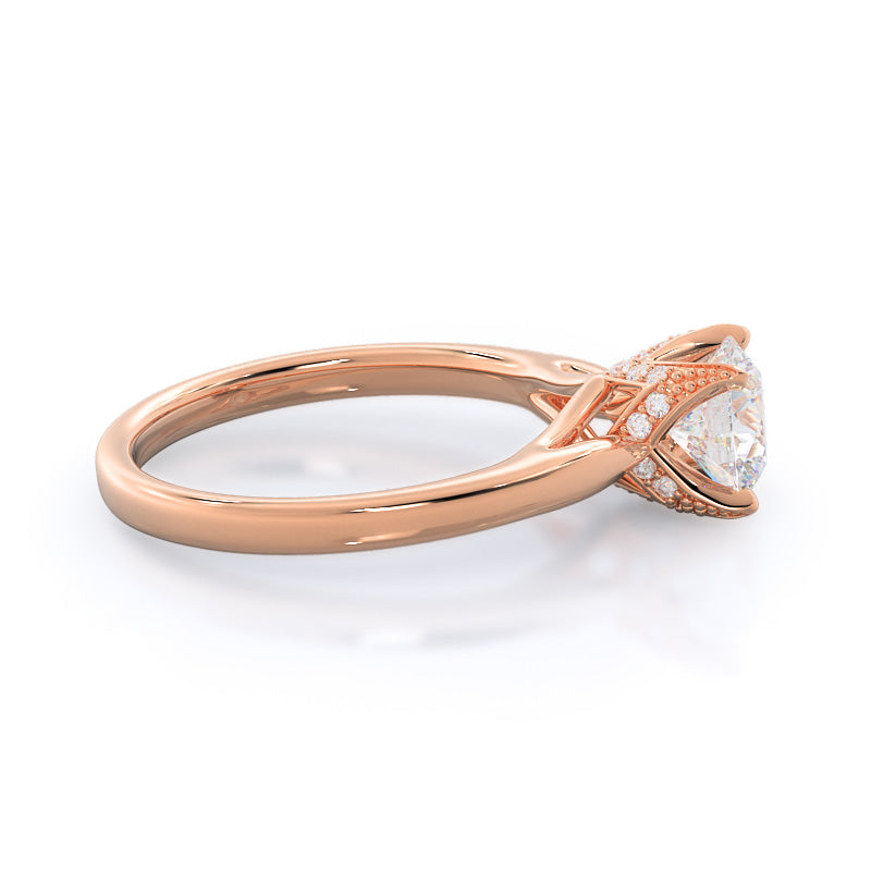 Regal Diamond Trellis Engagement Ring with Round Cut Diamond in 14KT Rose Gold view 2
