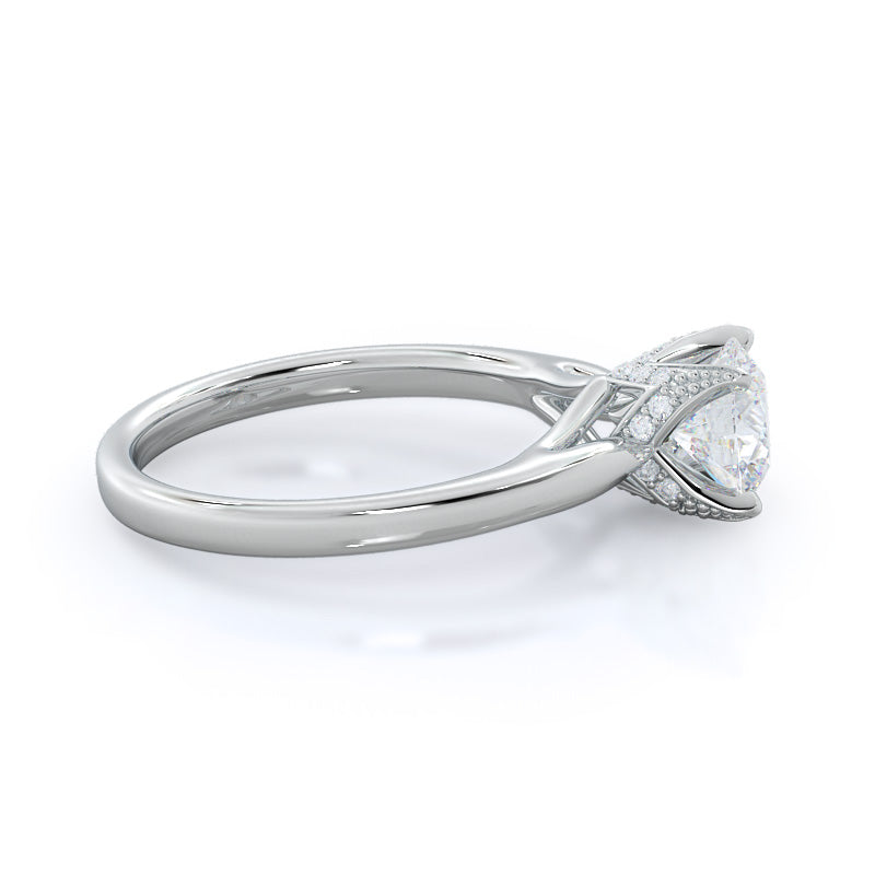 Regal Diamond Trellis Engagement Ring with Round Cut Diamond in 14KT Platinum view 2
