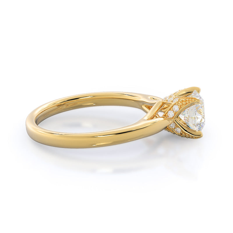 Regal Diamond Trellis Engagement Ring with Round Cut Diamond in 14KT Yellow Gold view 2

