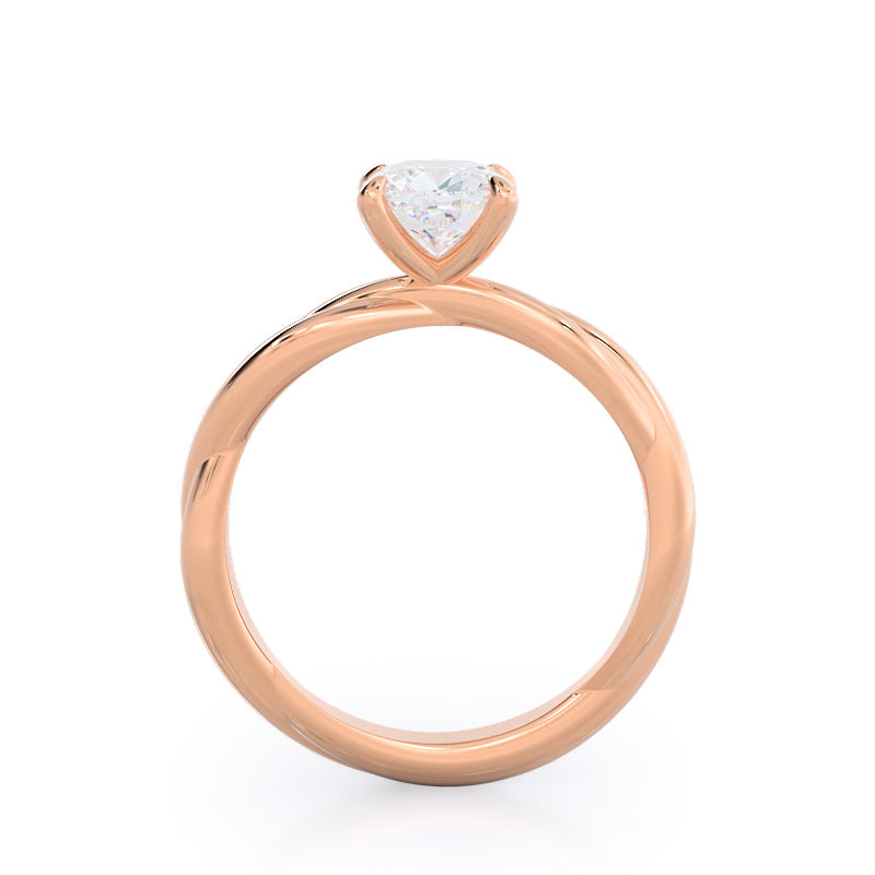 Twirling Solitaire Diamond Engagement Ring with Cushion Cut Diamond in 14KT Rose Gold view 2
