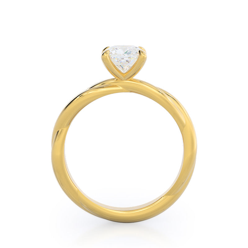Twirling Solitaire Diamond Engagement Ring with Cushion Cut Diamond in 14KT Yellow Gold view 2
