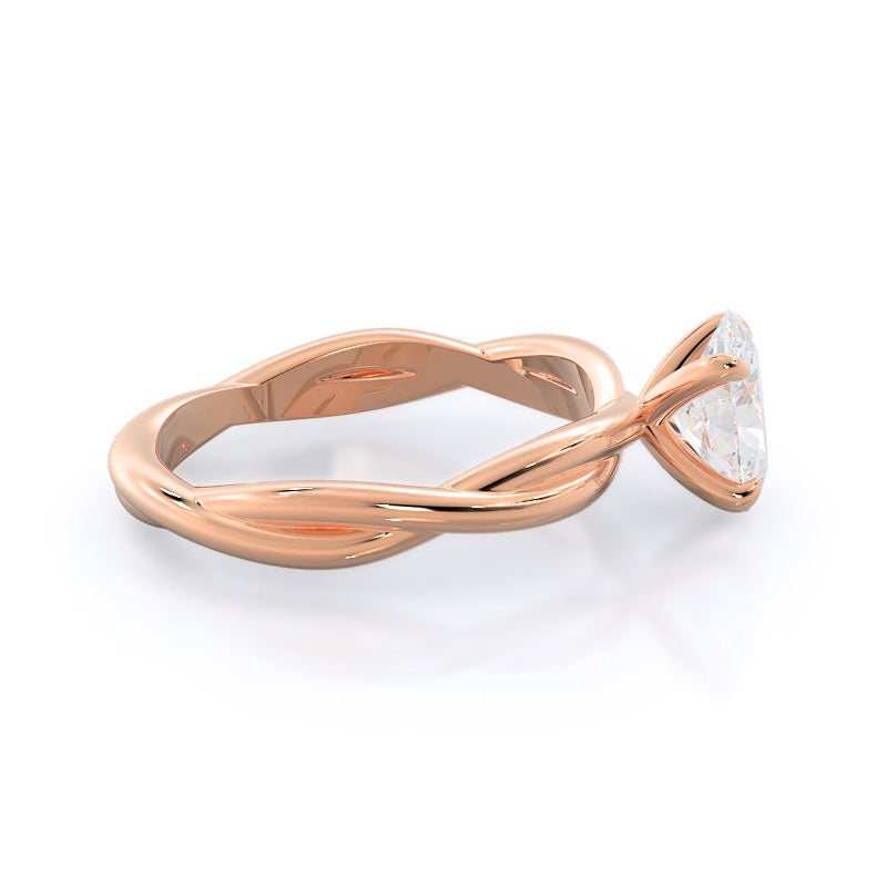 Twirling Solitaire Diamond Engagement Ring with Oval Cut Diamond in 14KT Rose Gold view 3

