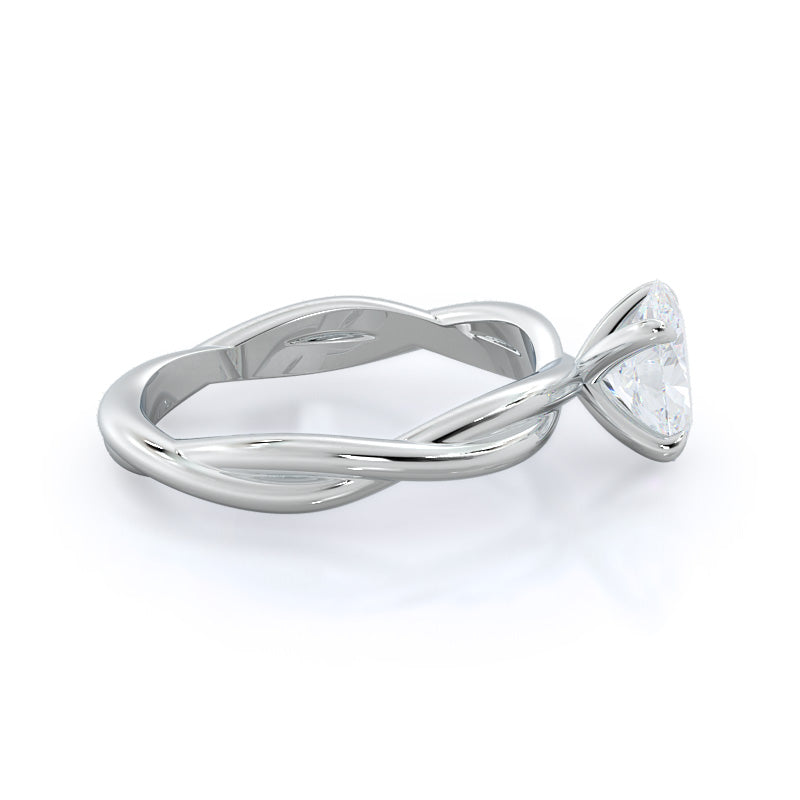 Twirling Solitaire Diamond Engagement Ring with Oval Cut Diamond in 14KT Platinum view 3
