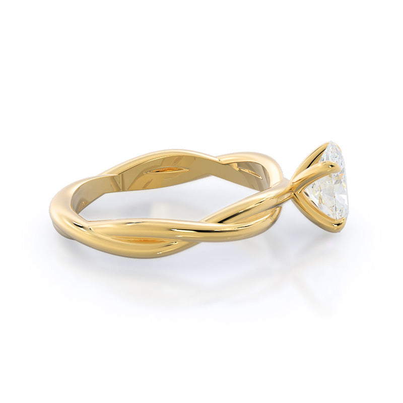 Twirling Solitaire Diamond Engagement Ring with Oval Cut Diamond in 14KT Yellow Gold view 3
