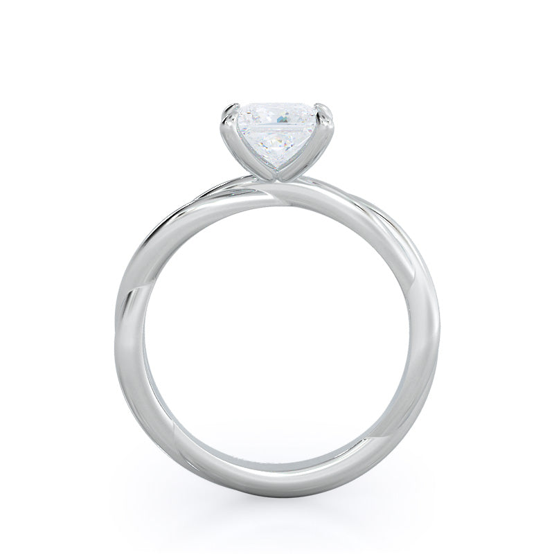 Twirling Solitaire Diamond Engagement Ring with Princess Cut Diamond in 14KT Platinum view 2
