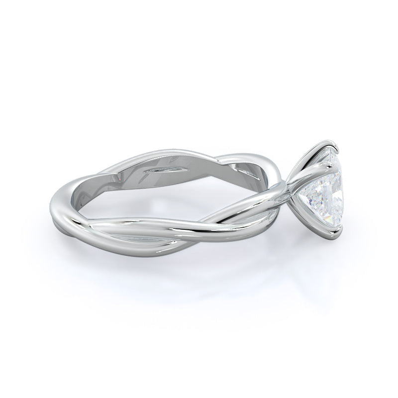 Twirling Solitaire Diamond Engagement Ring with Princess Cut Diamond in 14KT Platinum view 3
