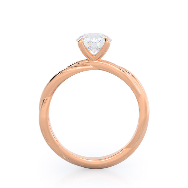 Twirling Solitaire Diamond Engagement Ring with Round Cut Diamond in 14KT Rose Gold view 2
