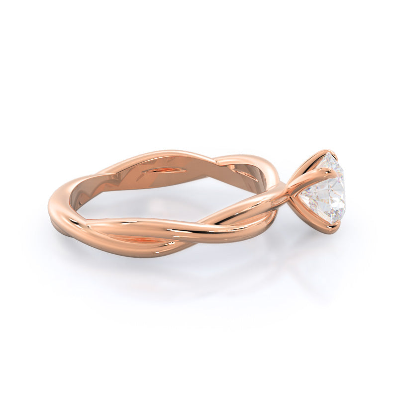 Twirling Solitaire Diamond Engagement Ring with Round Cut Diamond in 14KT Rose Gold view 3
