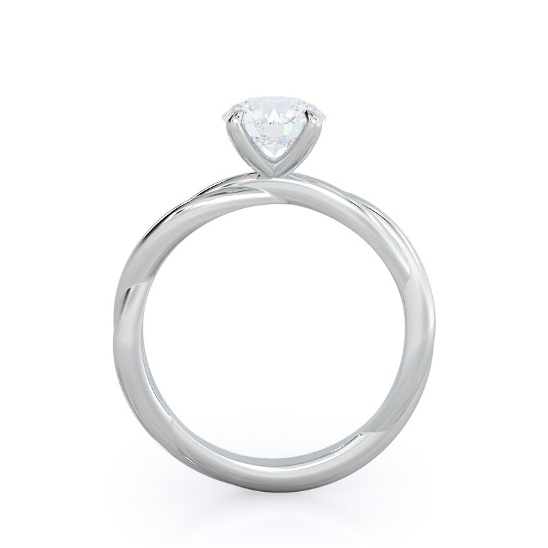 Twirling Solitaire Diamond Engagement Ring with Round Cut Diamond in 14KT Platinum view 2
