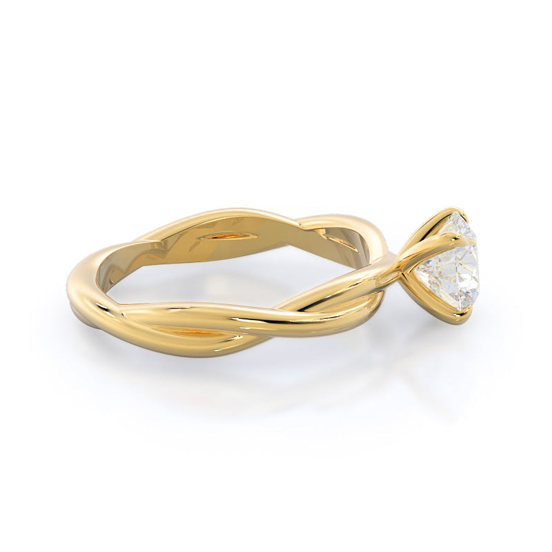 Twirling Solitaire Diamond Engagement Ring with Round Cut Diamond in 14KT Yellow Gold view 3
