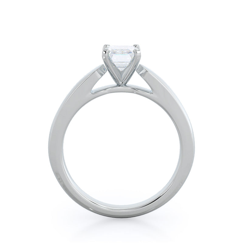 Open Cathedral Diamond Engagement Ring with Emerald Cut Diamond in 14KT Platinum view 2

