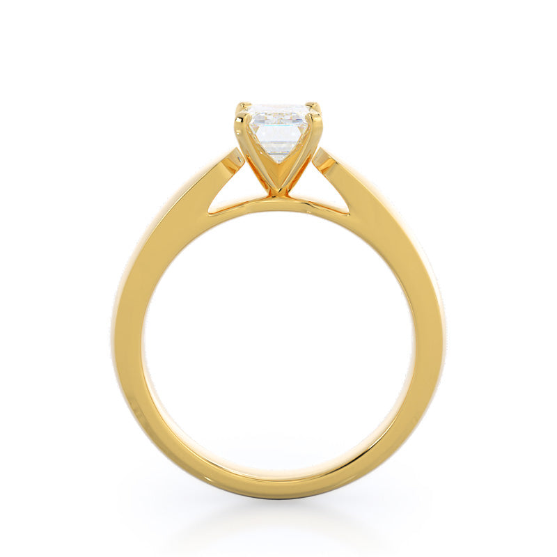 Open Cathedral Diamond Engagement Ring with Emerald Cut Diamond in 14KT Yellow Gold view 2
