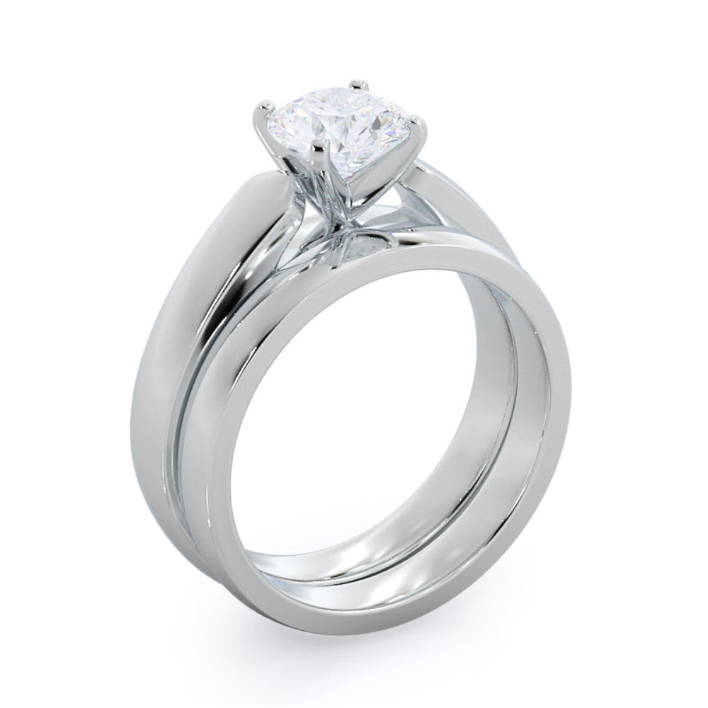 Open Cathedral Diamond Engagement Ring with Oval Cut Diamond in 14KT Rose Gold view 5
