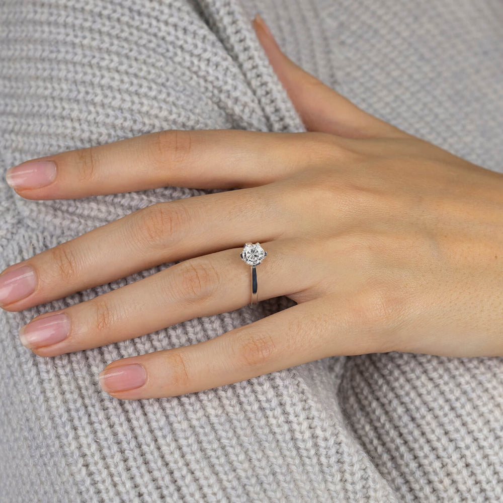Model Wearing Lily Diamond Engagement Ring with Lab Grown Diamond view