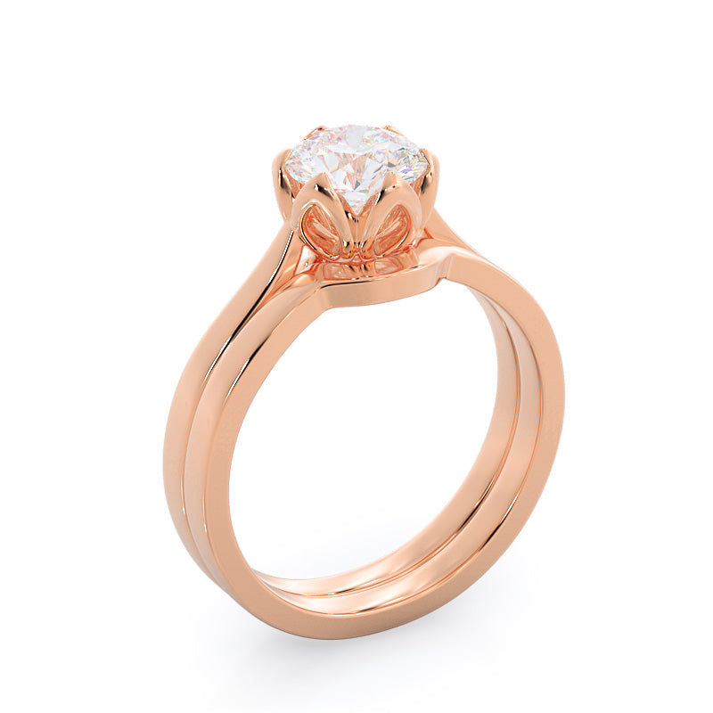 Round Cut Lily Diamond Engagement Ring with Lab Grown Diamond in 14KT Rose Gold view 6
