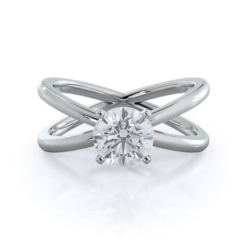 Crisscross Diamond Engagement Ring