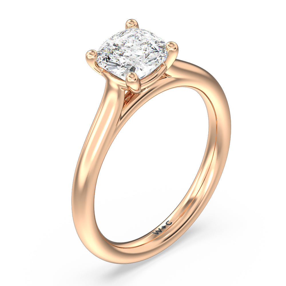 Poise Basket Diamond Engagement Ring with Cushion Cut Diamond in 14KT Rose Gold view 3
