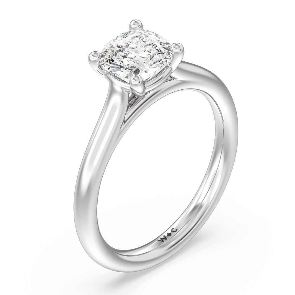 Poise Basket Diamond Engagement Ring with Cushion Cut Diamond in 14KT Platinum view 3
