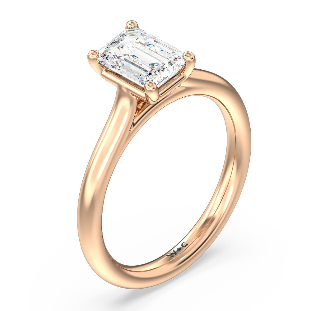 Poise Basket Diamond Engagement Ring with Emerald Cut Diamond in 14KT Rose Gold view 3
