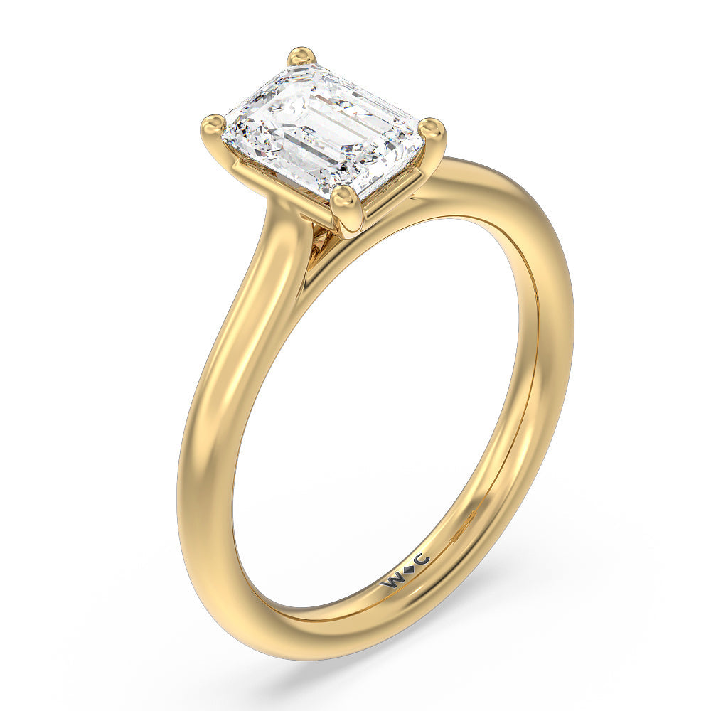 Poise Basket Diamond Engagement Ring with Emerald Cut Diamond in 14KT Yellow Gold view 3
