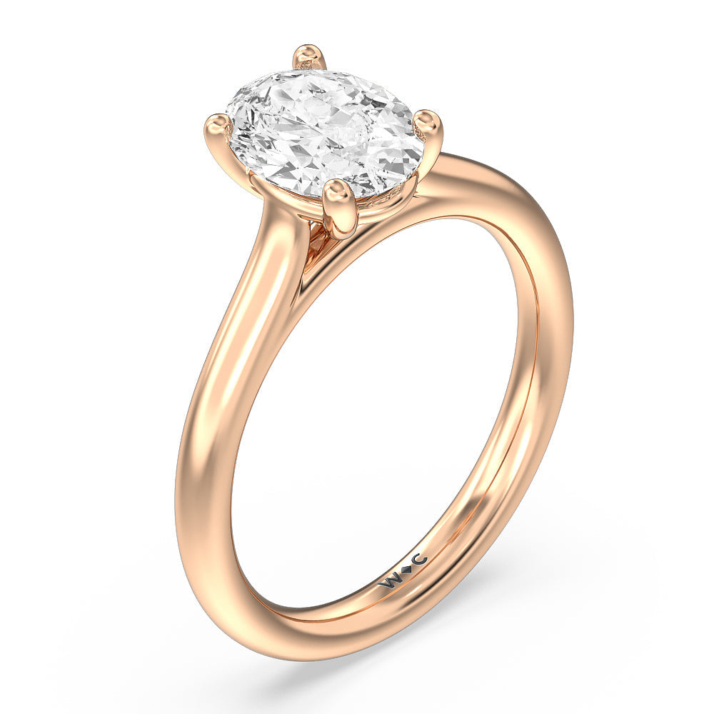 Poise Basket Diamond Engagement Ring with Oval Cut Diamond in 14KT Rose Gold view 3
