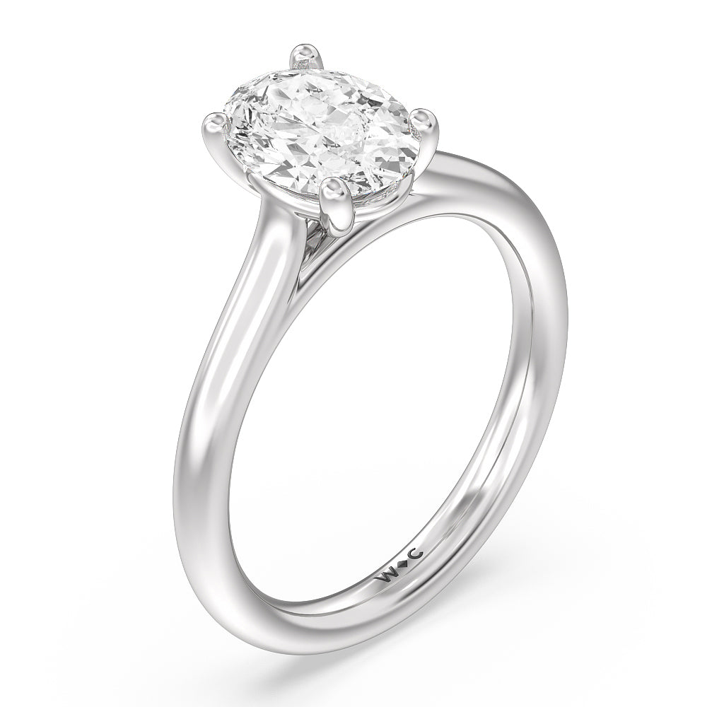 Poise Basket Diamond Engagement Ring with Oval Cut Diamond in 14KT Platinum view 3
