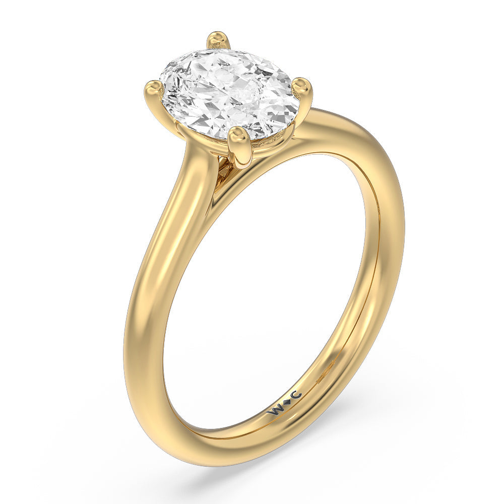Poise Basket Diamond Engagement Ring with Oval Cut Diamond in 14KT Yellow Gold view 3
