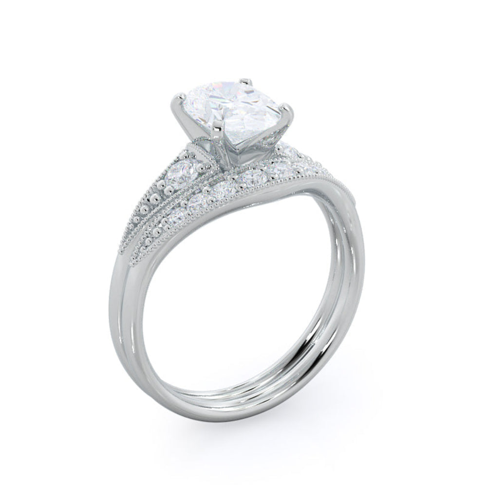 Heart Cut Heirloom Milgrain Diamond Engagement Ring with Lab Grown Diamond in 14KT Rose Gold view 2

