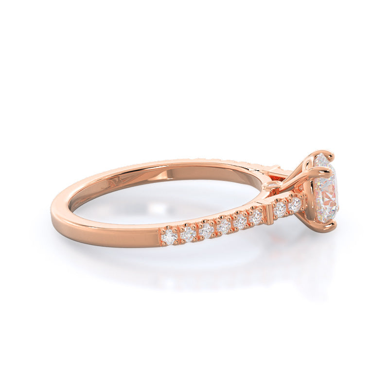 Round Cut Chic Accent Diamond Engagement Ring with Lab Grown Diamond in 14KT Rose Gold view 3
