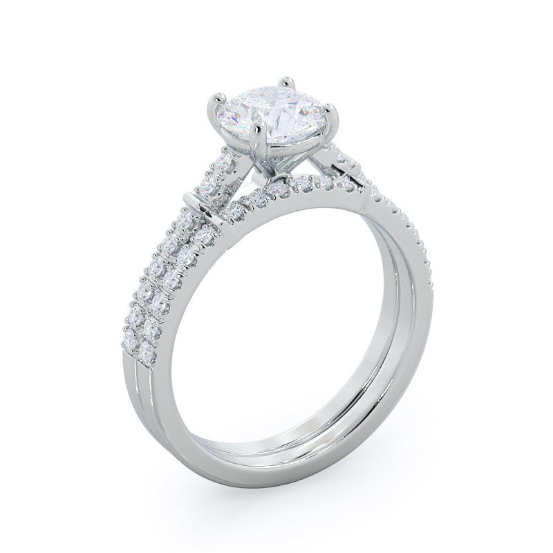 Round Cut Chic Accent Diamond Engagement Ring with Lab Grown Diamond in 14KT Platinum view 4

