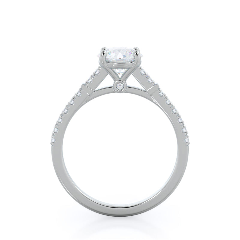 Round Cut Chic Accent Diamond Engagement Ring with Lab Grown Diamond in 14KT Platinum view 2
