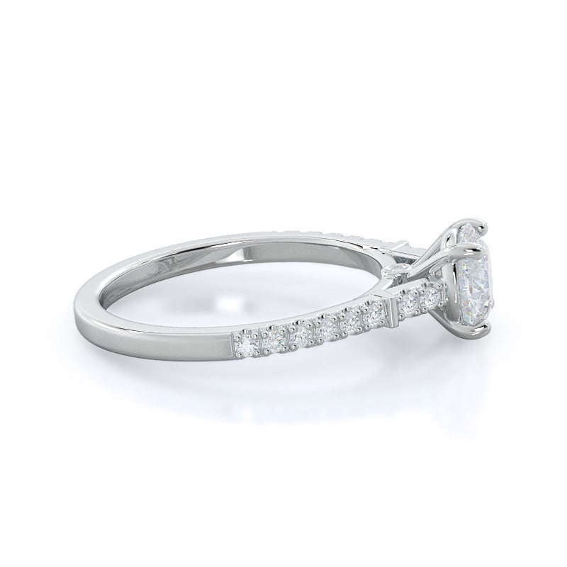 Round Cut Chic Accent Diamond Engagement Ring with Lab Grown Diamond in 14KT Platinum view 3
