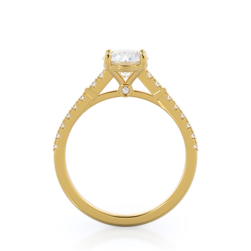 Round Cut Chic Accent Diamond Engagement Ring with Lab Grown Diamond in 14KT Yellow Gold view 2
