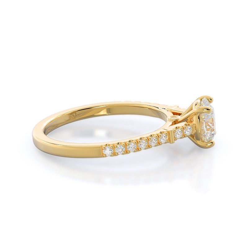 Round Cut Chic Accent Diamond Engagement Ring with Lab Grown Diamond in 14KT Yellow Gold view 3

