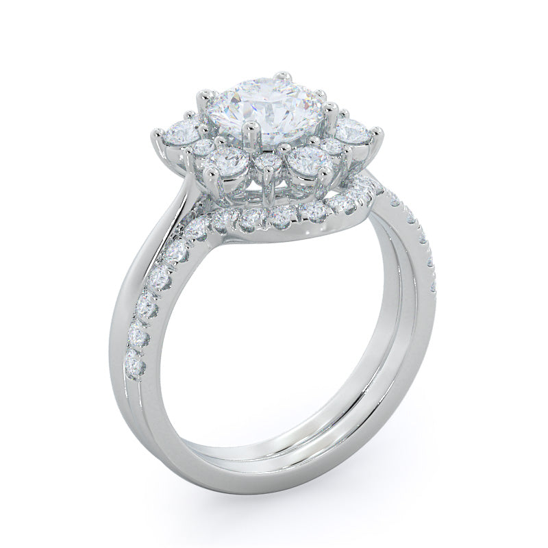 Star Halo Diamond Engagement Ring with Round Cut Diamond in 14KT Rose Gold view 5
