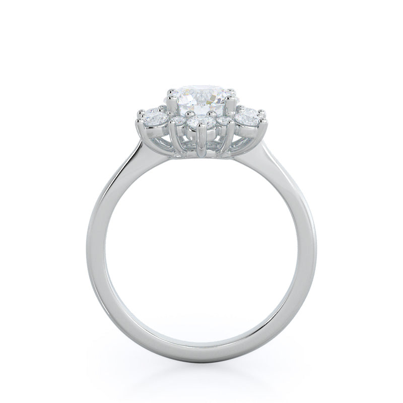 Star Halo Diamond Engagement Ring with Round Cut Diamond in 14KT Platinum view 2

