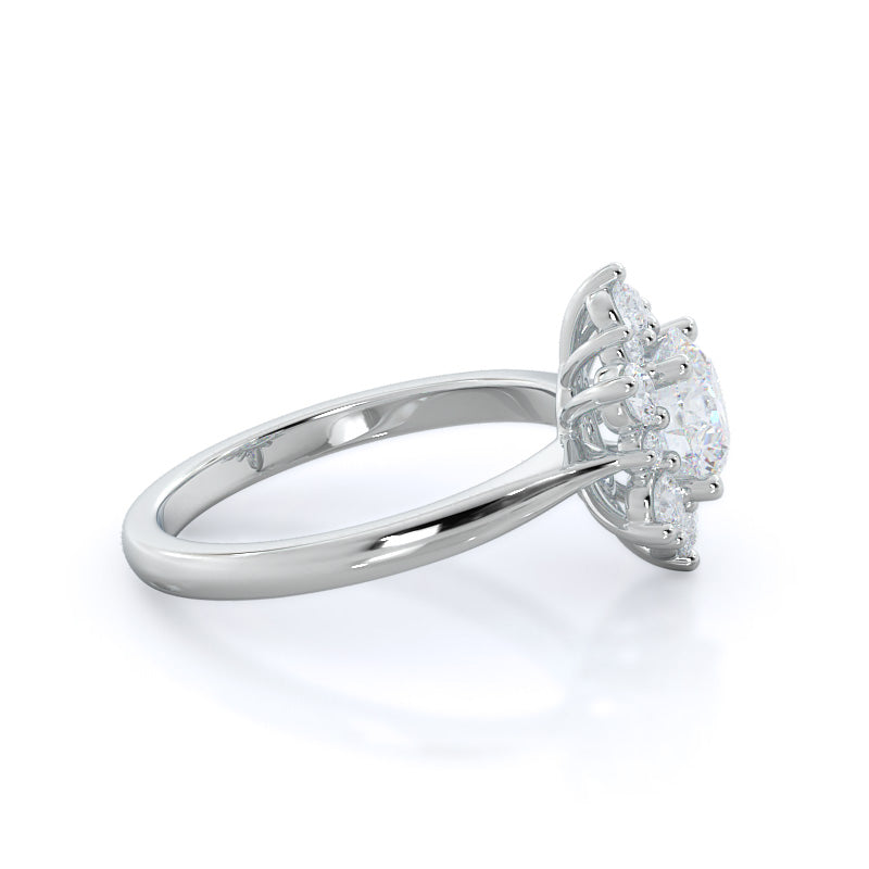 Star Halo Diamond Engagement Ring with Round Cut Diamond in 14KT Platinum view 3
