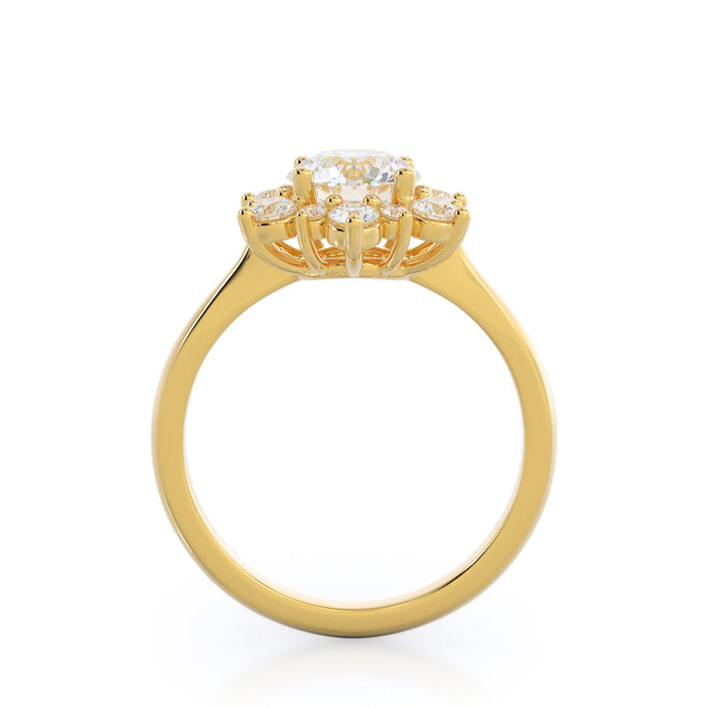 Star Halo Diamond Engagement Ring with Round Cut Diamond in 14KT Yellow Gold view 2
