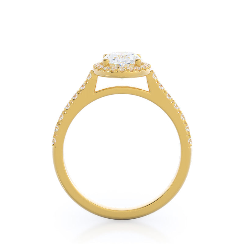 Pave Halo Engagement Ring with Oval Cut Diamond in 14KT Yellow Gold view 2
