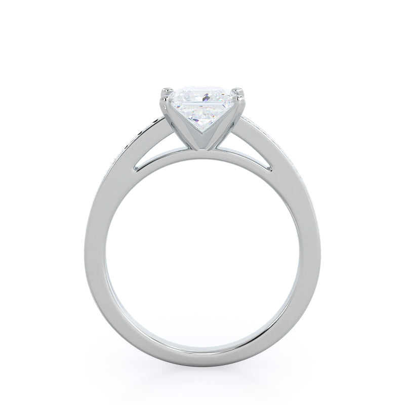Princess Cut Channel Set Princess Engagement Ring with Lab Grown Diamond in 14KT Platinum view 2

